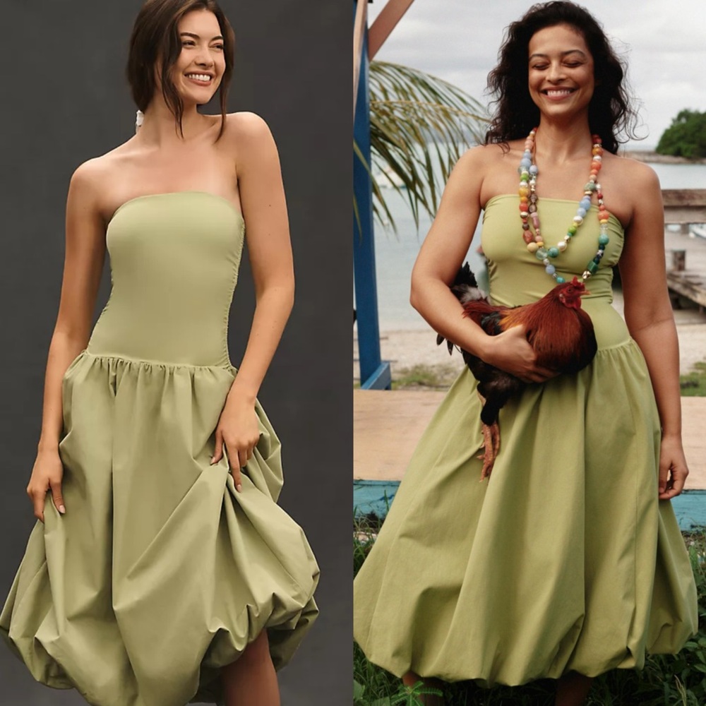 Mare Mare Strapless Drop-Waist Bubble Midi Dress